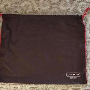 Coach Large Dust Bag 19 x 14.5 Classic Cotton Drawstring Brown Red EST 1941